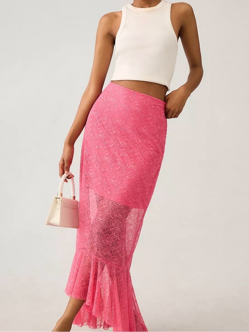 By Anthropologie Sheer Lace Mermaid Skirt